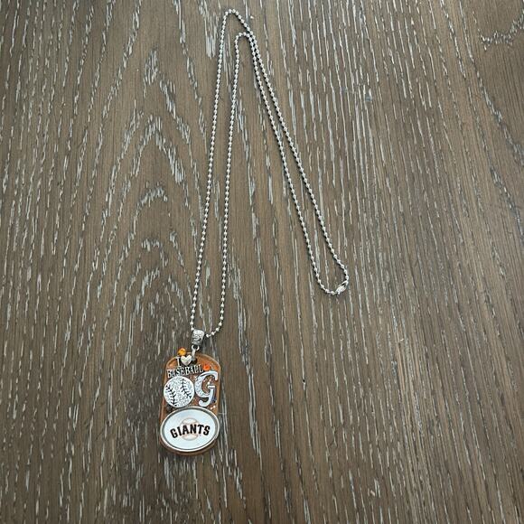 San Francisco Giants Glitter Dog Tag Necklace MLB Baseball Novelty Fan Jewelry - Picture 3 of 6